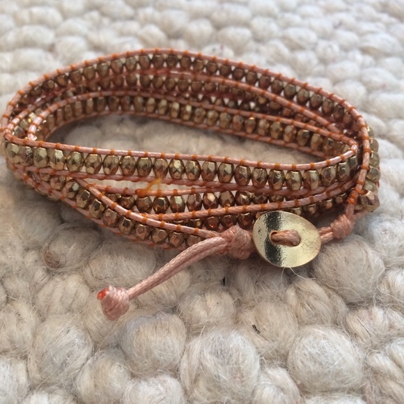 Jewelry - Gold & Salmon Wrap Bracelet
